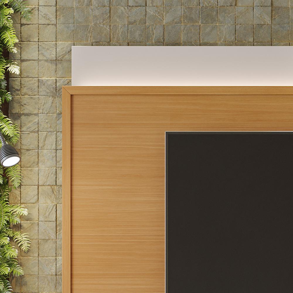 Painel Suspenso Tv 42 47 48 50 55 60 65 70 Polegadas Iluminação LED Sala Estar Quarto Michigan 2,07m - Tauari/ Off White Brilhante - RPM Móveis