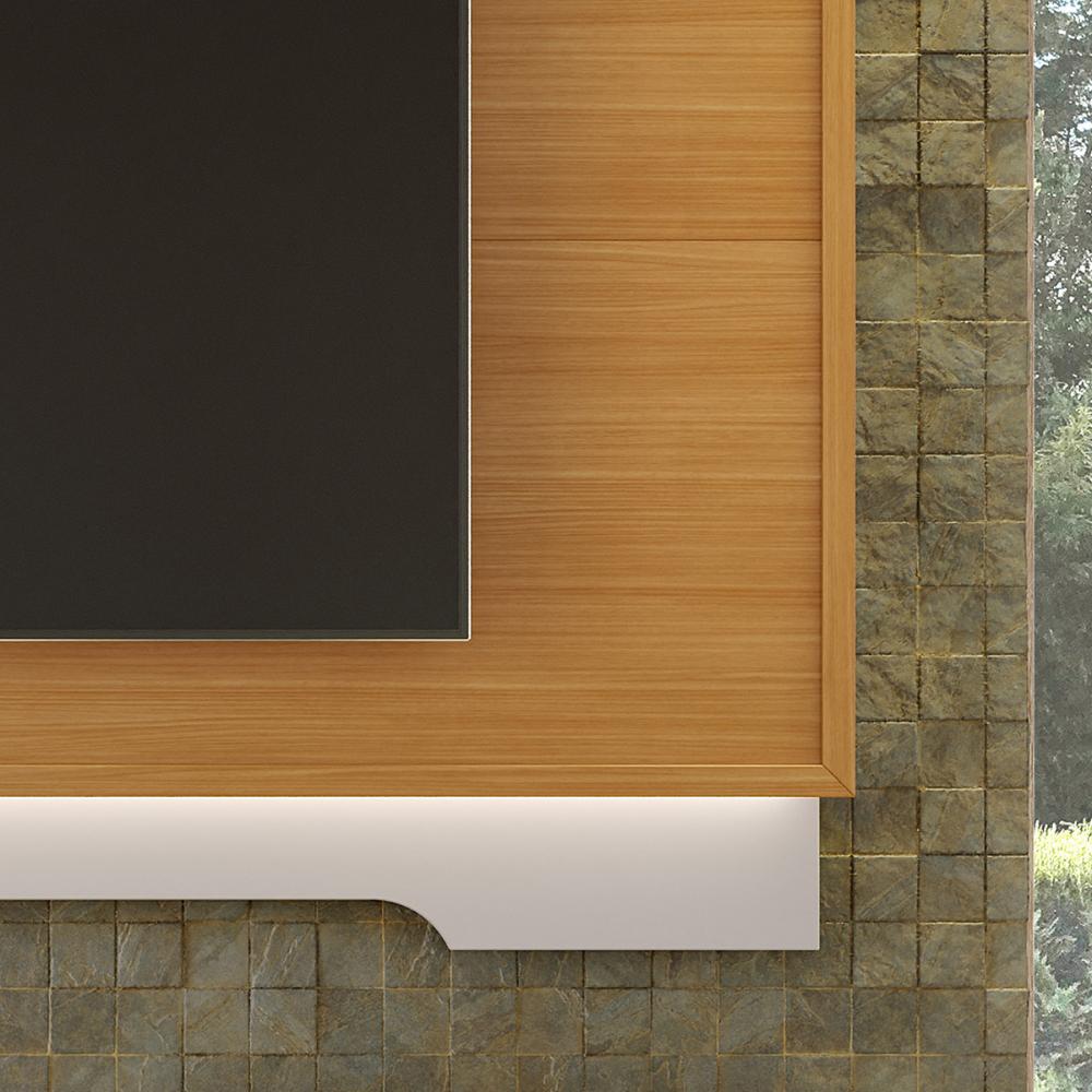 Painel Suspenso Tv 42 47 48 50 55 60 65 70 Polegadas Iluminação LED Sala Estar Quarto Michigan 2,07m - Tauari/ Off White Brilhante - RPM Móveis