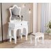 Penteadeira Camarim Gaveta Divisória Organizadora Mesa Maquiagem Banqueta Espelho Quarto Princesa Menina JB 7200 - Branco - RPM