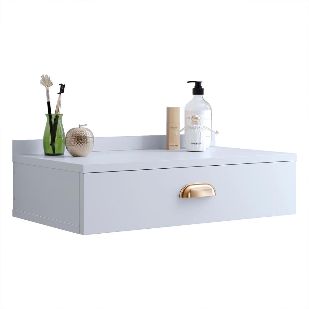 Penteadeira Suspensa Pequena Gloss 1 Gaveta Puxador Concha Para Quarto e Camarim - Branco - Lojas RPM