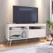 Rack Bancada Estilo Retrô TV Até 55 Polegadas Porta de Correr e Pés Palito Sala Pequena Samba - Off White- RPM Móveis