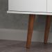 Rack Bancada Topazio TV 55 Polegadas Nicho Porta Basculante Pés Madeira Retrô Aparador Decoração Sala Estar Quarto Pequeno – Branco/Cumarú - RPM