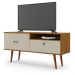 Rack Bancada Topazio TV 55 Polegadas Nicho Porta Basculante Pés Madeira Retrô Aparador Decoração Sala Estar Quarto Pequeno – Cumaru/Off White- RPM