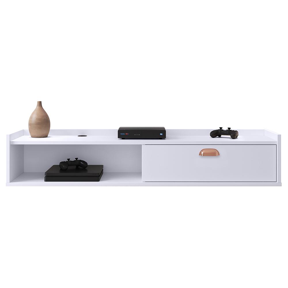 Rack Suspenso Tv 1.20 Home Decor 1 Porta Puxador Concha Nicho Decorativo Organizador Sala Quarto - Branco - RPM Móveis