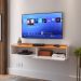 Rack Suspenso Tv 1.20 Home Decor 1 Porta Puxador Concha Nicho Decorativo Organizador Sala Quarto - Off White/Cinamomo - RPM Móveis