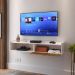 Rack Suspenso Tv 1.20 Home Decor 1 Porta Puxador Concha Nicho Decorativo Organizador Sala Quarto - Off White/Ripado - RPM Móveis