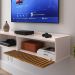 Rack Suspenso Tv 1.20 Home Decor 1 Porta Puxador Concha Nicho Decorativo Organizador Sala Quarto - Off White/Ripado - RPM Móveis