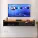 Rack Suspenso Tv 1.20 Home Decor 1 Porta Puxador Concha Nicho Decorativo Organizador Sala Quarto - Preto/Cinamomo - RPM Móveis