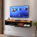 Rack Suspenso Tv 1.20 Home Decor 1 Porta Puxador Concha Nicho Decorativo Organizador Sala Quarto - Preto/Cinamomo - RPM Móveis