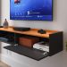 Rack Suspenso Tv 1.20 Home Decor 1 Porta Puxador Concha Nicho Decorativo Organizador Sala Quarto - Preto/Cinamomo - RPM Móveis
