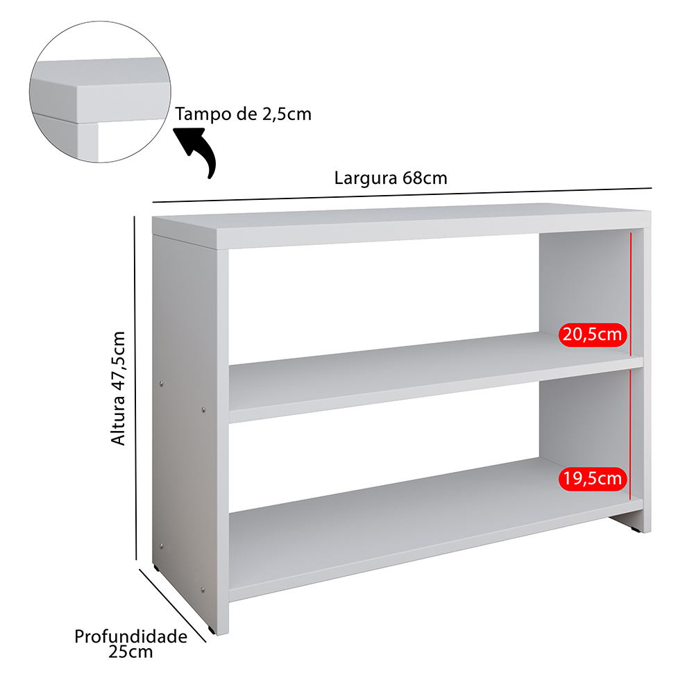 Sapateira Safira Organizadora Calçados Decoração Quarto Hall Entrada Banquinho - Branco - RPM Móveis