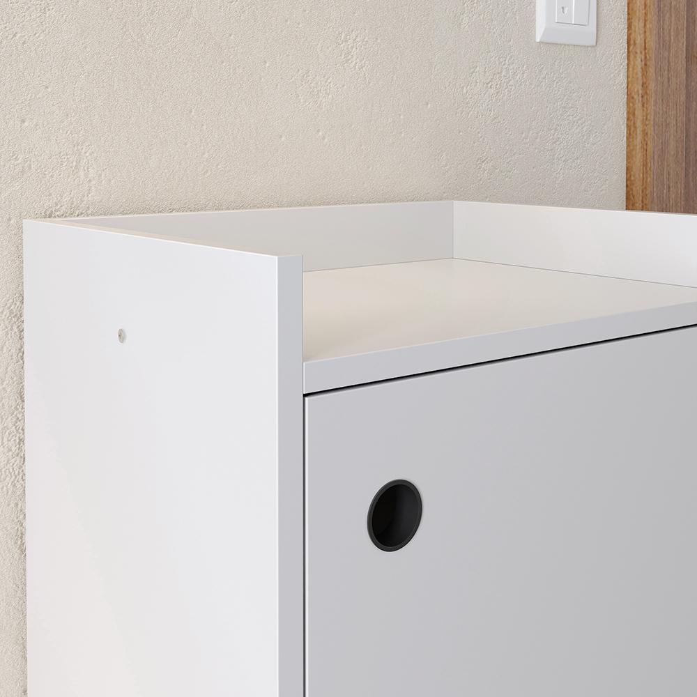 Sapateira Shoes Hall Entrada Assento 1 Porta Prateleiras Organizadora Até 8 Pares Calçados - Branco - RPM Móveis