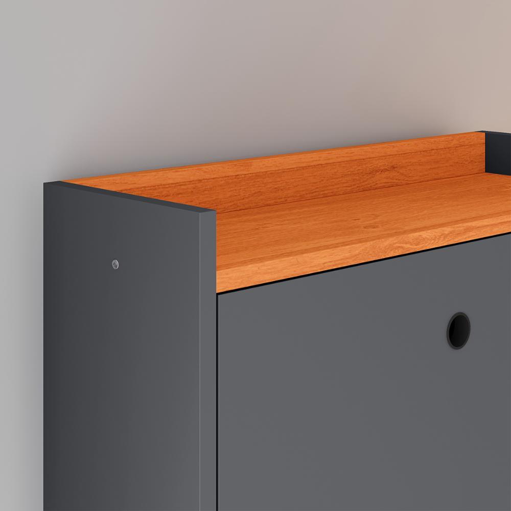 Sapateira Vertical Dark 3 Gavetas Basculantes Organizadora Calçados Retrô - Cinza/Cinamomo - RPM Móveis