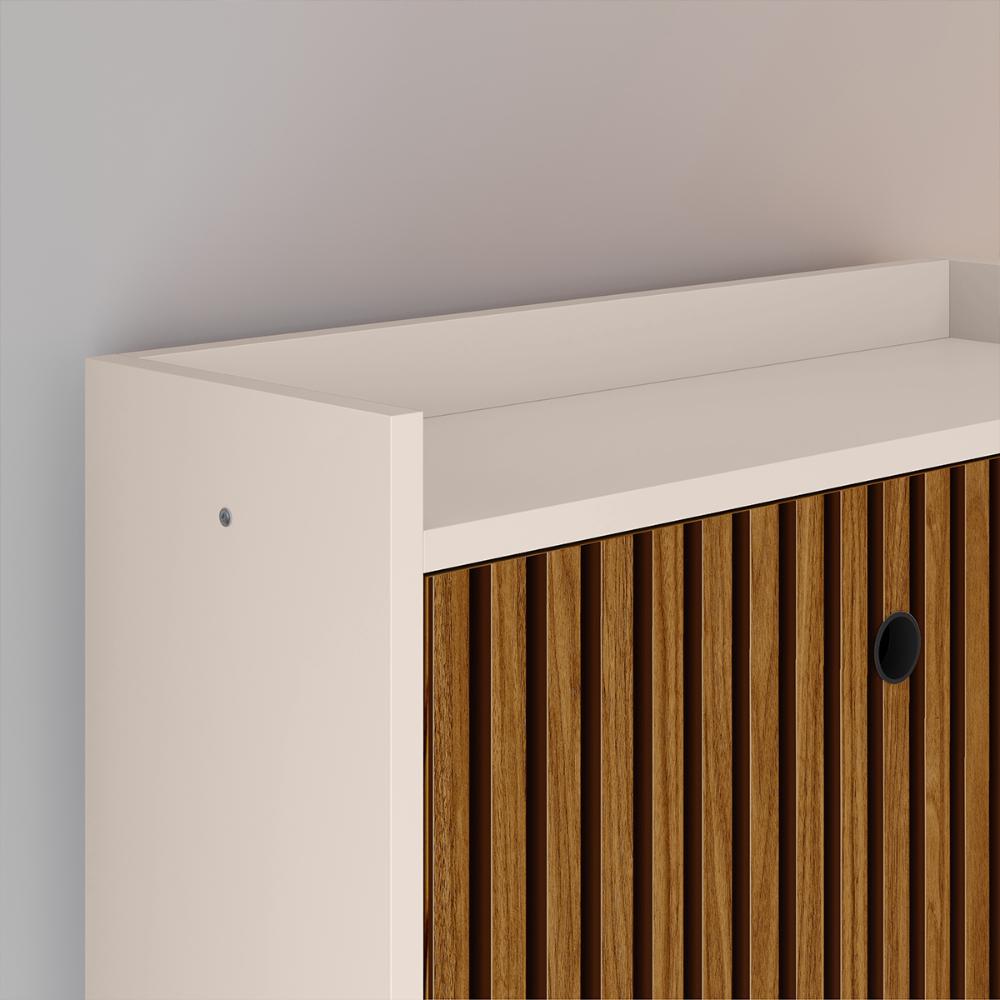 Sapateira Vertical Dark 3 Gavetas Basculantes Organizadora Calçados Retrô - Off White/Ripado - RPM Móveis