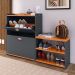 Sapateira Vertical Milano 2 Gavetas Basculantes Prateleira Porta Calçados Banquinho Hall Entrada Canto Quarto Retrô -  Cinza/Cinamomo - RPM