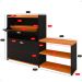 Sapateira Vertical Milano 2 Gavetas Basculantes Prateleira Porta Calçados Banquinho Hall Entrada Canto Quarto Retrô - Preto/Cinamomo - RPM