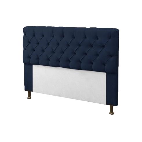 Kit Cabeceira + Baú Mirage Casal 140cm Suede Azul Marinho