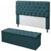 Kit Cabeceira + Baú Mirage Casal 140cm Suede Azul Turquesa
