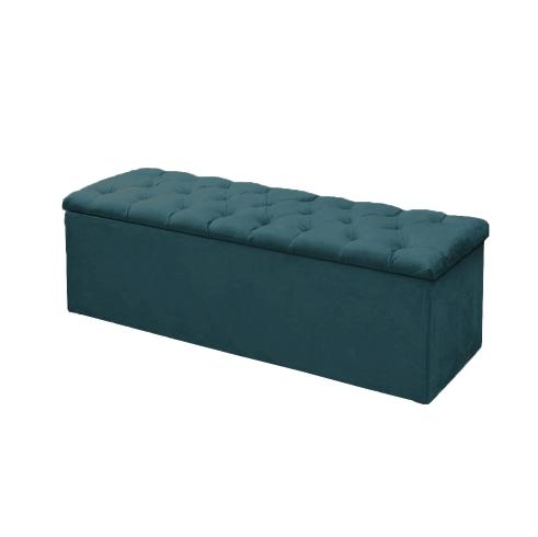 Kit Cabeceira + Baú Mirage Casal 140cm Suede Azul Turquesa