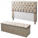 Kit Cabeceira + Baú Mirage Casal 140cm Suede Bege