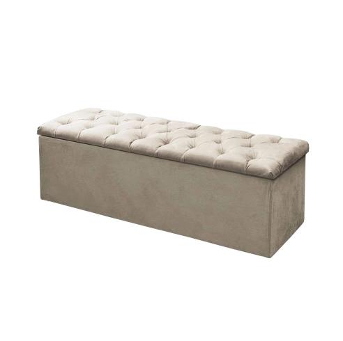 Kit Cabeceira + Baú Mirage Casal 140cm Suede Bege