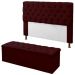 Kit Cabeceira + Baú Mirage Casal 140cm Suede Bordô