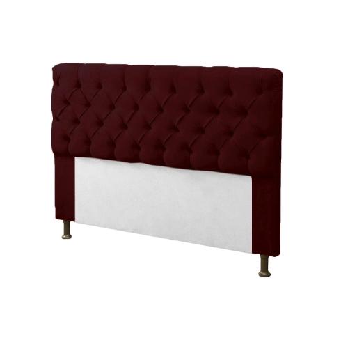 Kit Cabeceira + Baú Mirage Casal 140cm Suede Bordô