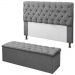 Kit Cabeceira + Baú Mirage Casal 140cm Suede Cinza