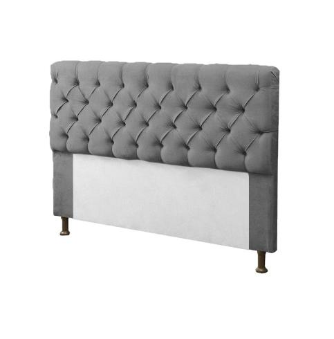 Kit Cabeceira + Baú Mirage Casal 140cm Suede Cinza