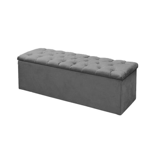Kit Cabeceira + Baú Mirage Casal 140cm Suede Cinza