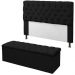 Kit Cabeceira + Baú Mirage Casal 140cm Suede Preto