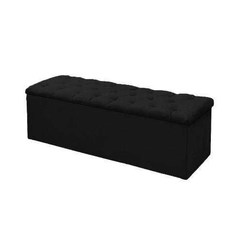 Kit Cabeceira + Baú Mirage Casal 140cm Suede Preto