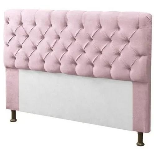 Kit Cabeceira + Baú Mirage Casal 140cm Suede Rosê