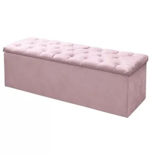 Kit Cabeceira + Baú Mirage Casal 140cm Suede Rosê