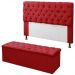 Kit Cabeceira + Baú Mirage Casal 140cm Suede Vermelho