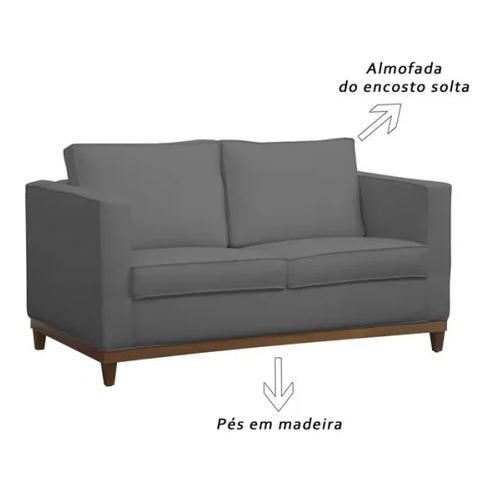 Sofá 2 Lugares Aspen Suede Cinza
