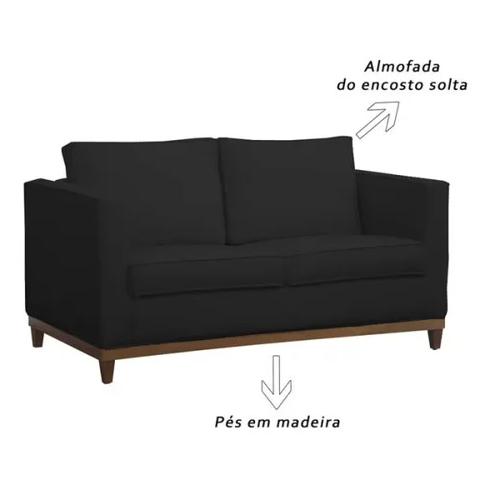 Sofá 2 Lugares Aspen Suede Preto