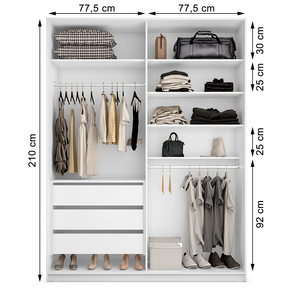 Guarda-Roupa Casal Belluno 2 PT 3 GV Branco