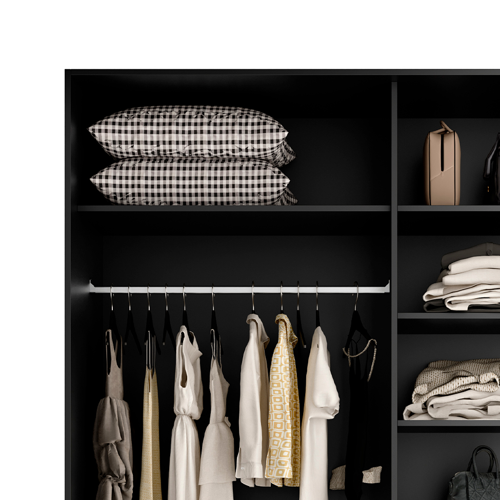 Guarda-Roupa Casal Belluno 2 Portas 3 Gavetas Preto