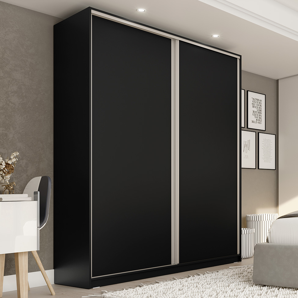 Guarda-Roupa Casal Belluno 2 Portas 3 Gavetas Preto