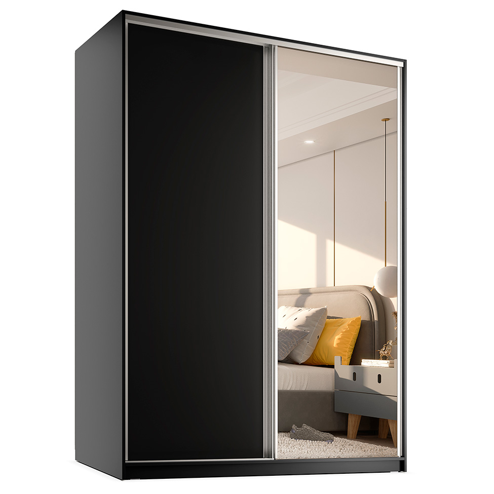 Guarda-Roupa Casal com 1 Espelho Belluno 2 Portas 3 Gavetas Preto
