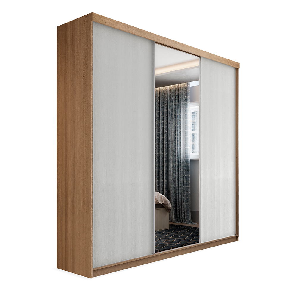 Guarda-Roupa Casal com 1 Espelho Lugano 3 Portas 4 Gavetas Mel