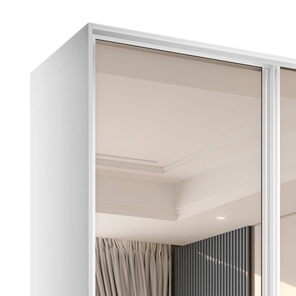 Guarda-Roupa Casal com 2 Espelhos Belluno 2 Portas 3 Gavetas Branco