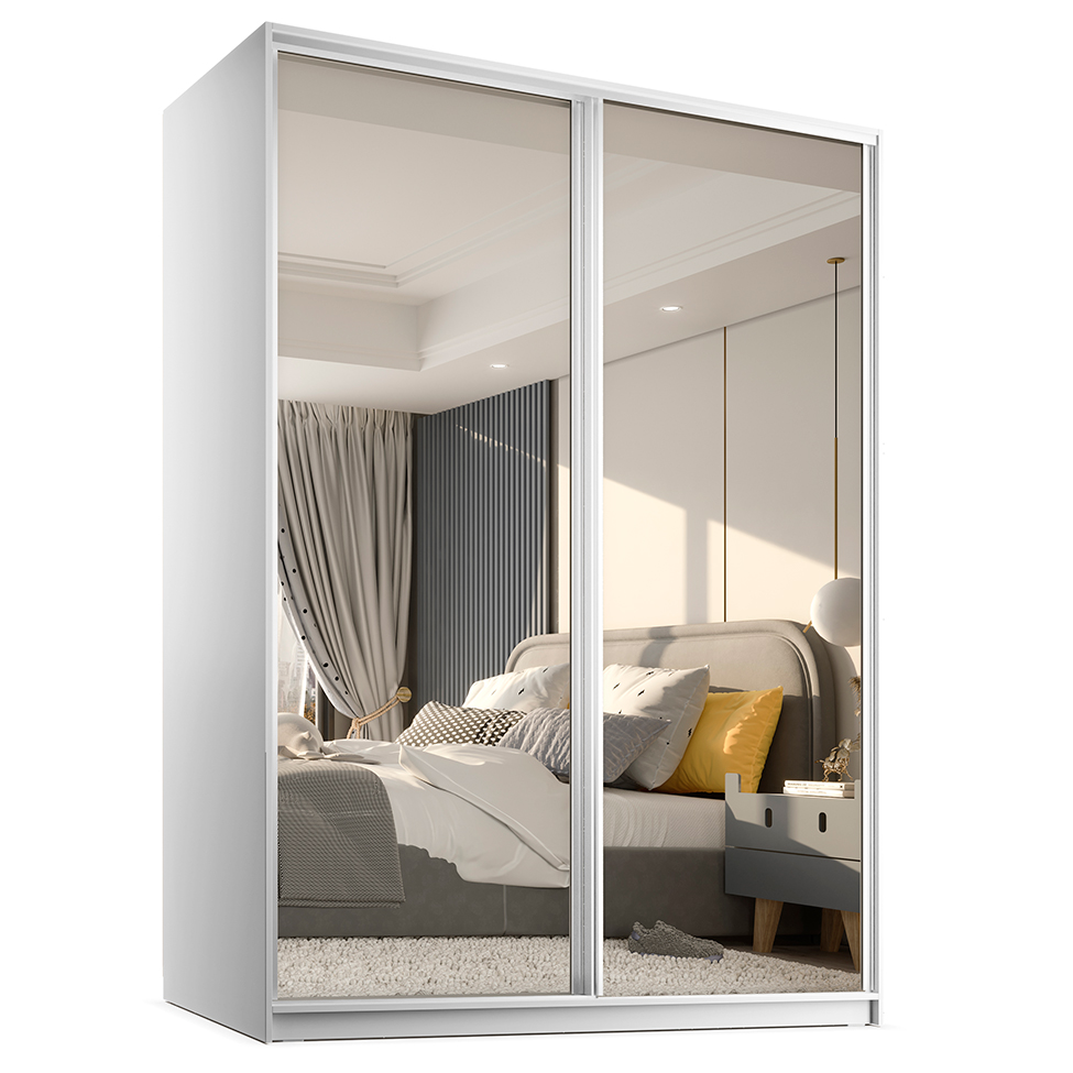 Guarda-Roupa Casal com 2 Espelhos Belluno 2 Portas 3 Gavetas Branco