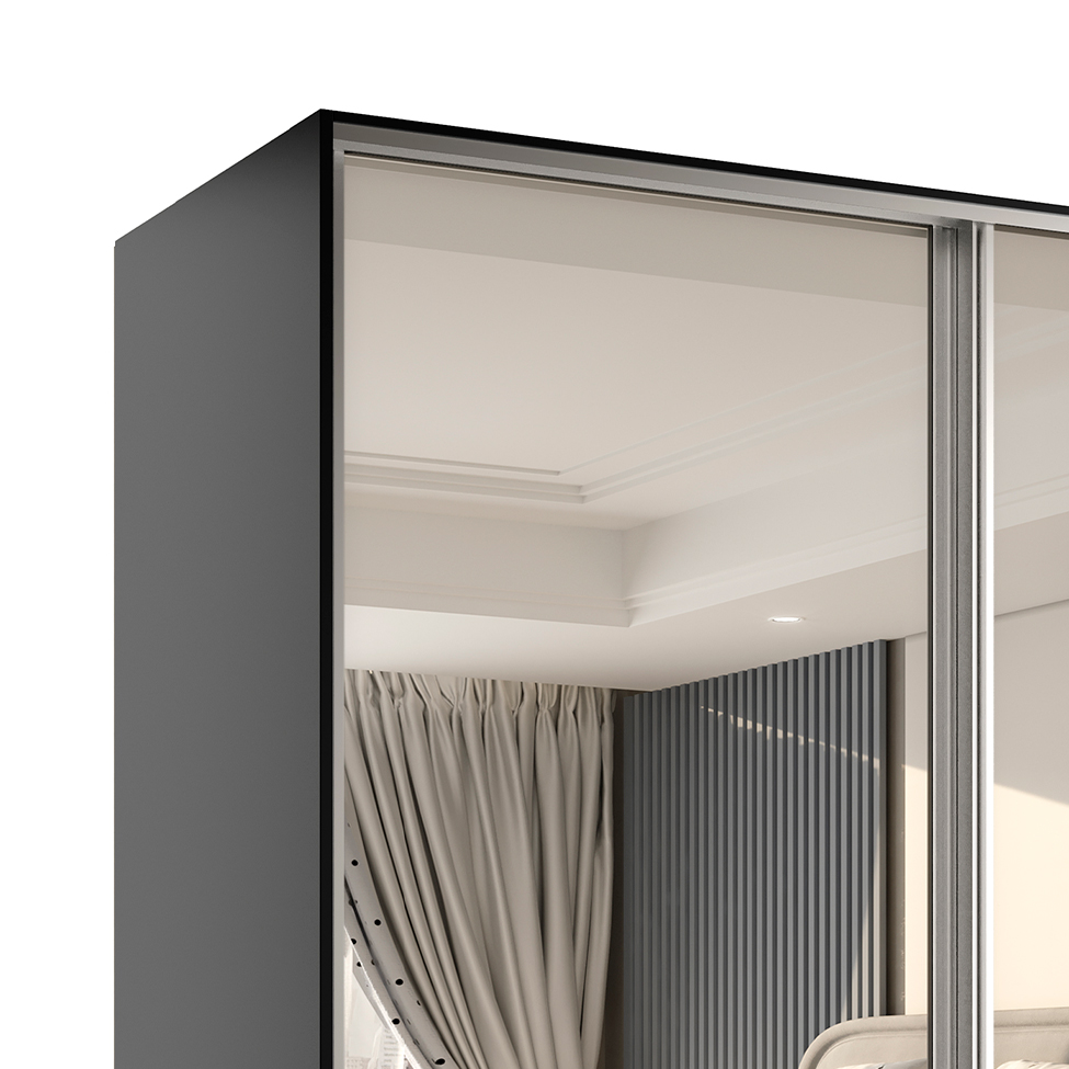 Guarda-Roupa Casal com 2 Espelhos Belluno 2 Portas 3 Gavetas Preto