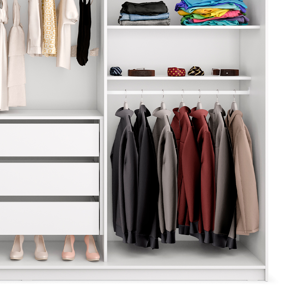 Guarda-Roupa Casal com 3 Espelhos Belluno 3 Portas 3 Gavetas Branco