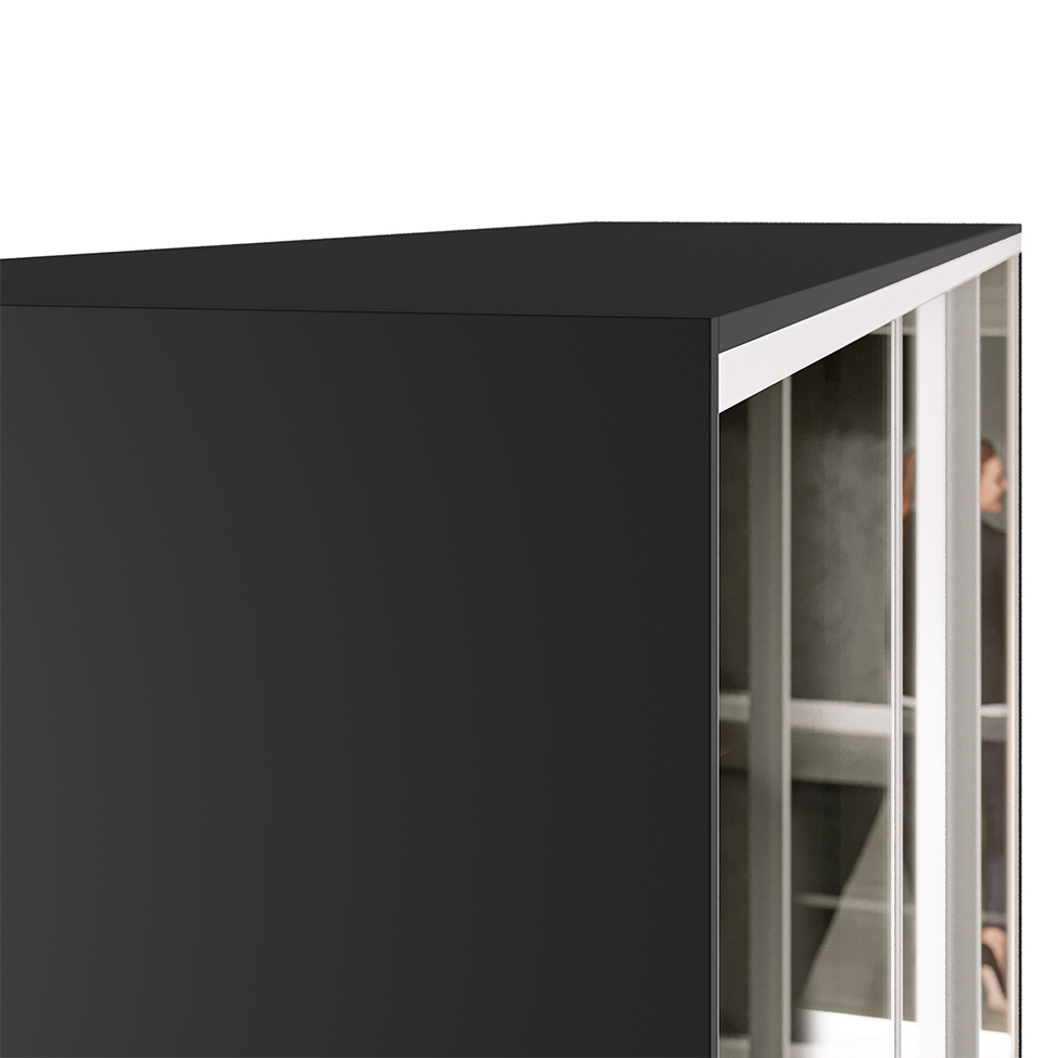 Guarda-Roupa Casal com Espelho Zermatt 100% MDF  3 Portas 3 Gavetas Preto