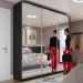 Guarda-Roupa Casal com Espelho Zermatt 100% MDF  3 Portas 3 Gavetas Preto