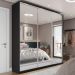 Guarda-Roupa Casal com Espelho Zermatt 100% MDF  3 Portas 3 Gavetas Preto