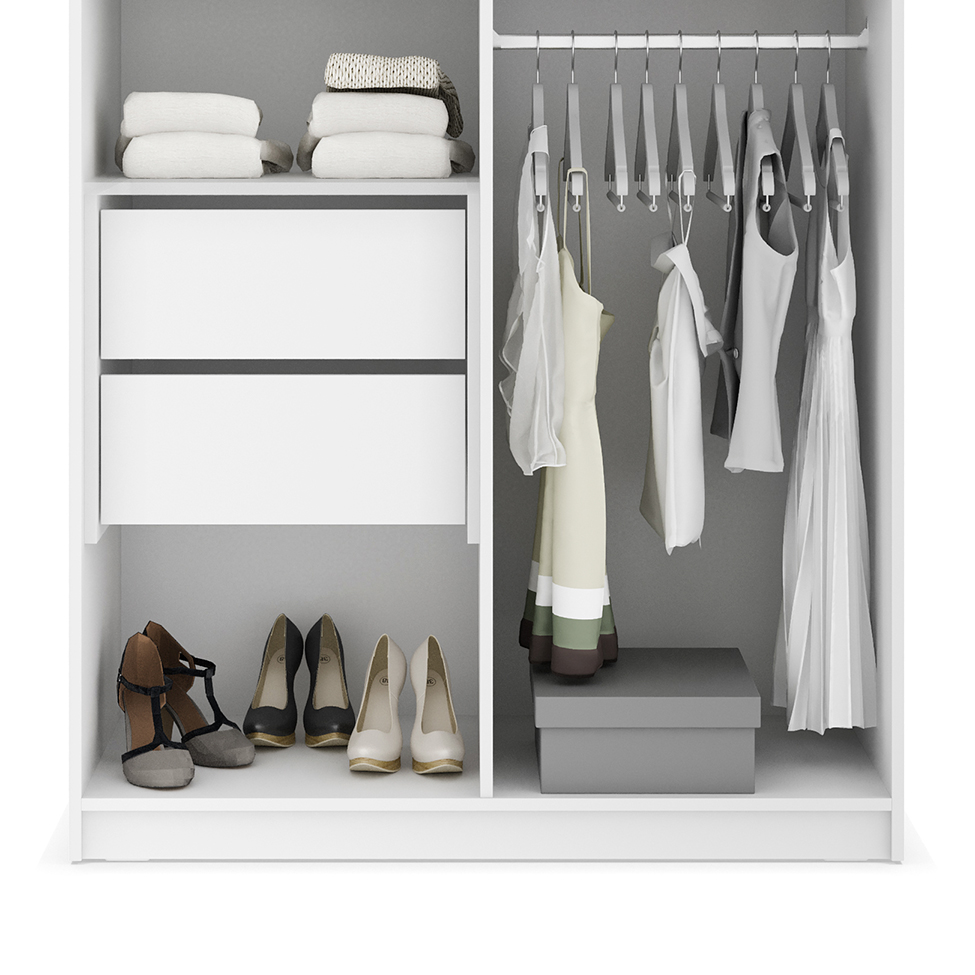 Guarda-Roupa Solteiro Imola 2 Portas 2 Gavetas Branco
